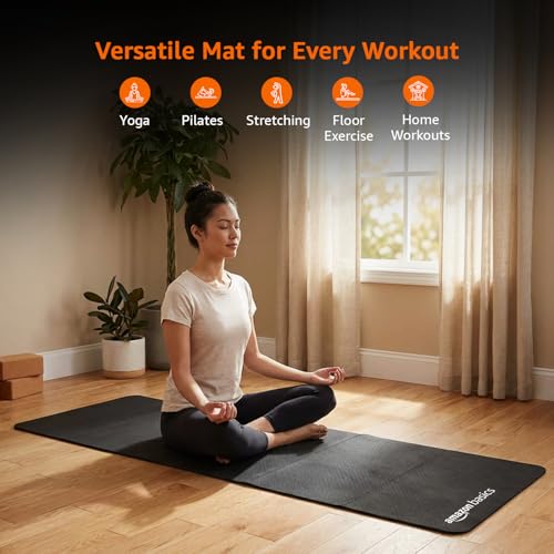 Image of Amazon Basics Portable Folding Exercise Gym Mat | 7 mm Thickness | High-Density TPE | Lightweight, Sweat-Resistant, Lightweight & Durable | Gymnastics, Yoga & Pilates | for Home & Gym | Black