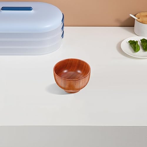 Miniatura 7 de Hemoton Tazón de madera simple de 10X6.5CM Tazón de comida Tazón de madera hecho a mano Tazones de sopa Cuencos de cereales Tazones de arroz Tazones