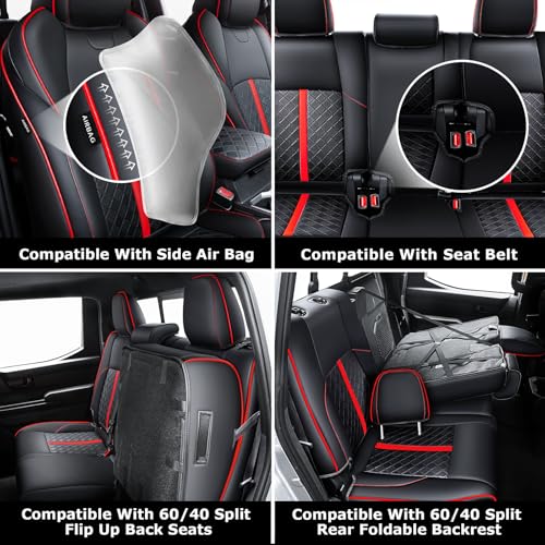 Image of Leather Seat Covers Custom Fit for Tacoma Gen 4th (2024-2026) Double Cab | Custom Fit for SR, SR5, TRD PreRunner, TRD Sport, TRD Off-Road, Limited, Trailhunter - Fully Covered - Fit Like a Glove