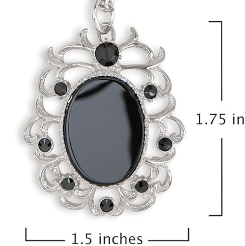 Ka-Tal' Silver-Tone Onyx Pendant Necklace With Simulated Black Crystals Rhodium Plated 16" Chain With 3" Extender Beautifully Gift Boxed #TOP2