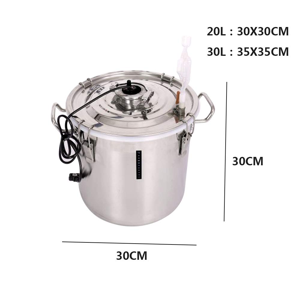 Rainbow_Road Fermenteur d'acier Inoxydable 20L 5.3Gallon Thermostat fermenteur Chauffage contrôle de température échappement Automatique avec Bande de température (5.2 Gal / 20L)