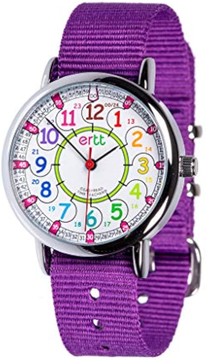 EasyRead Time Teacher Kids Analog Watch - Girls & Boys Teaching Watch - Tell The Time Childrens Watch - 2 Step Time Teacher Kids Watch - Easy to Read Dial 12-24 Hr Face