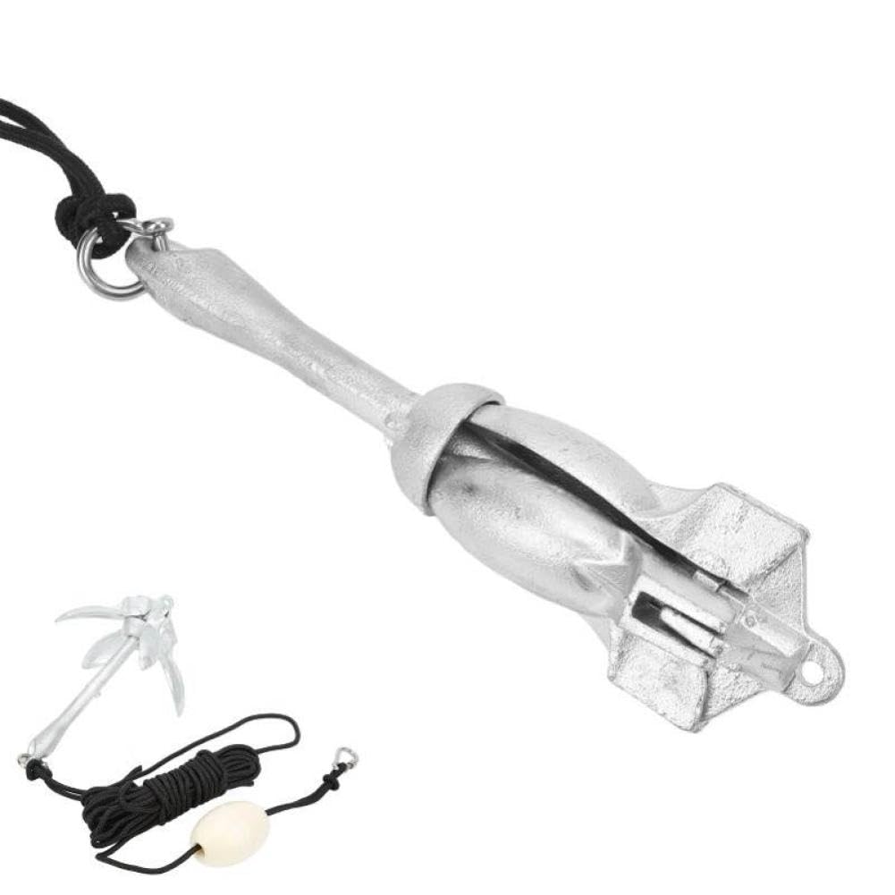 Ancla Plegable de 4 Dientes, 3,5 Libras, con Kit de Cuerda de 25 pies, portátil, Compatible con veleros Marinos, Kayak, Canoa, embarcaciones