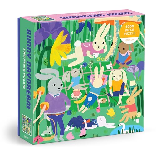 Galison - Bunny Daydream Rompecabezas de 1000 Piezas para Adultos | Ilustración de Anne Bentley, Pascua, Conejo, Fiesta de Té, Desafiante, Papel Reciclado, Sin Polvo, Tamaño Terminado 27" x 20" miniatura 1