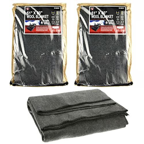 2 Pc Large 2lb Wool Blanket Outdoor Warm Military Emergency Survival Camping 80