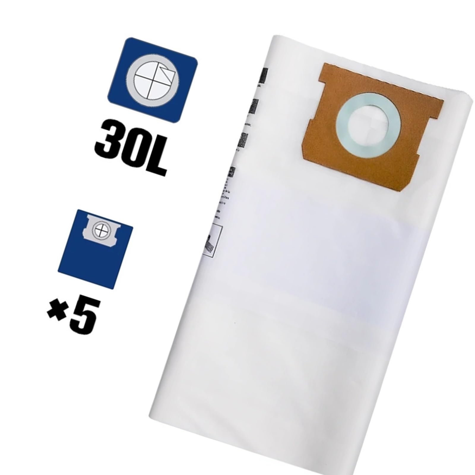 5 Paquetes De Bolsas De Polvo Desechables Universales, Bolsas De Filtración For Aspiradoras En Seco Y Húmedo, Compatibles Con VacMaster, Compatibles Con Shop Vac.Vacuum Dust Bag(5pcs 30L)