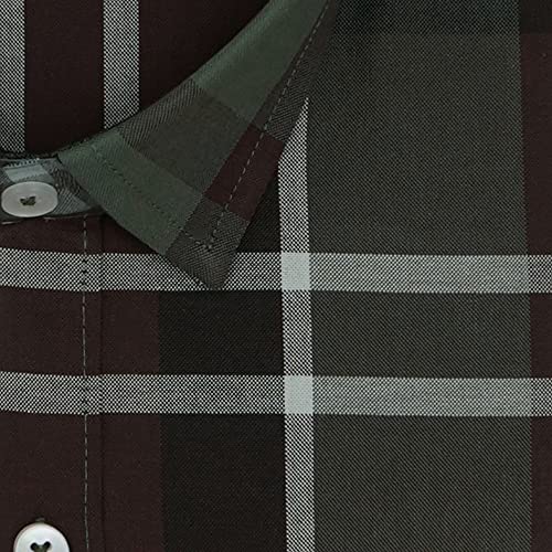 Image of GHPC 100% Cotton Checkered Half Sleeves Regular Fit Formal Shirt for Men