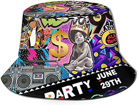 ZREXUO Funny Retro 80s 90s Icons Summer Unisex Print Reversible Bucket Hat