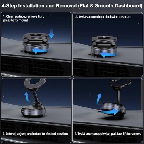 Image of WALLVIEW TECH 2026 Upgraded Vacuum Magnetic Car Phone Holder | 360 Reinforced Ultra Suction Cup (96LBS) | MagSafe Compatible Mount for iPhone & Android | Car, Gym & Mirror Use