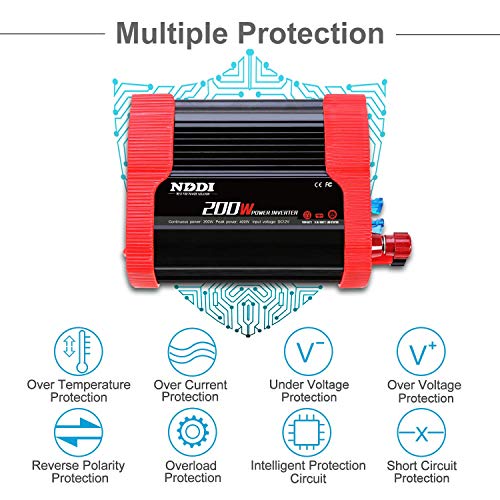 200W Car Power Inverter 12V DC to 110V AC Converter with 3.1 A Dual USB Quick Car Charger Adapter