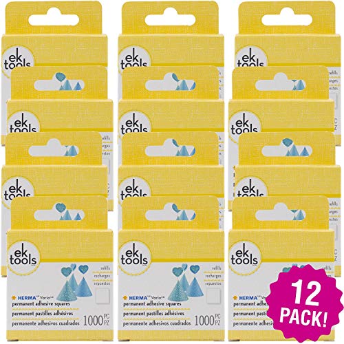 EK Tools Herma Vario Permanent Adhesive Tab Refill 1000 Count, Multipack of 12, 12 Pack