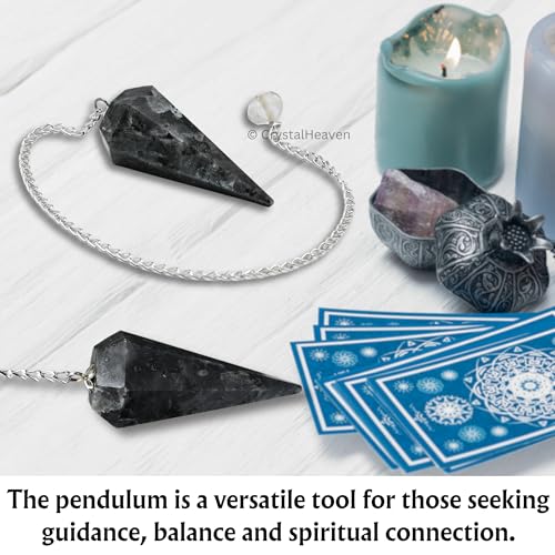 Image of Larvikite Pendulum Dowsing Tool - Natural Crystal Pendulum for Spiritual Guidance - Premium Dowser Pendulum for Accurate Divination and Energy Healing - Perfect for Energy Healing and Chakra Balancing - Handcrafted with Precision and Elegance