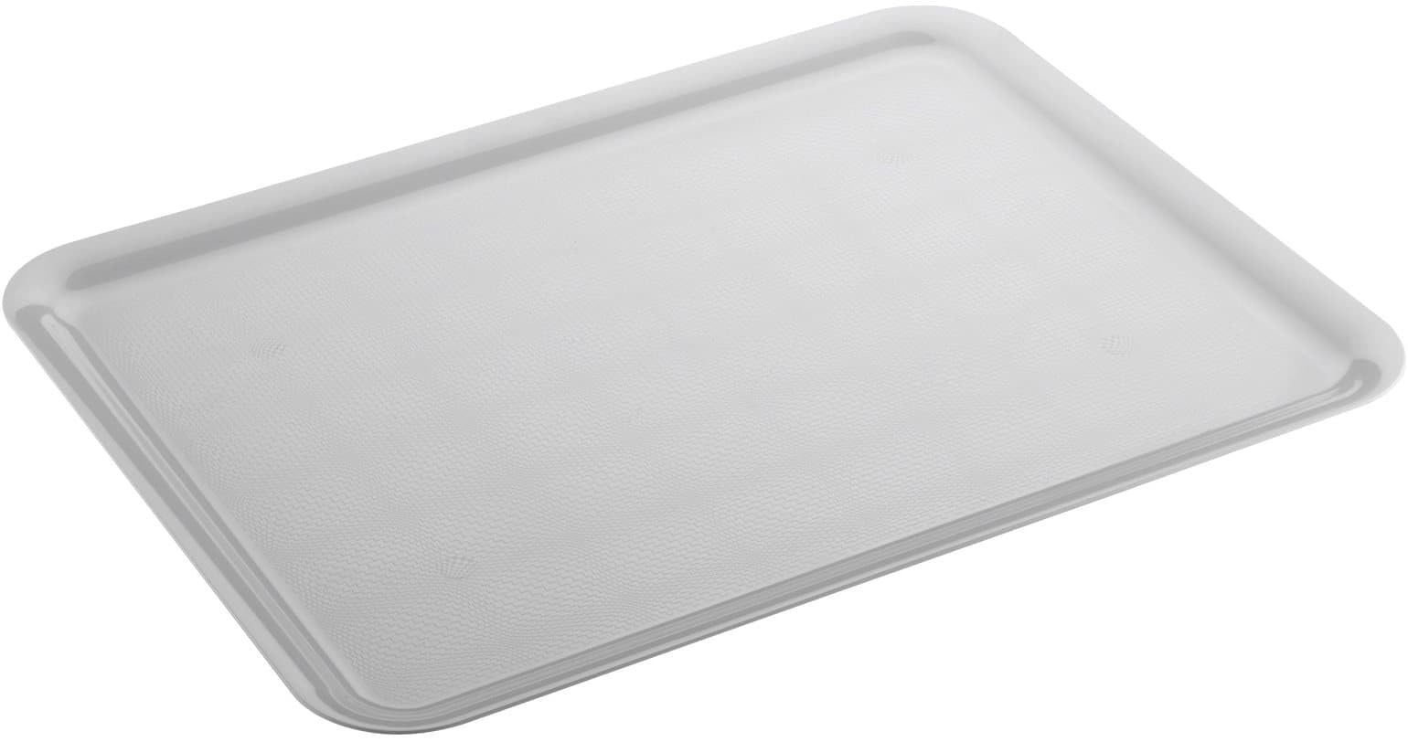 4 Bandejas de Plástico Duro, 50x37cm, Color Blanco, Bandeja Rectangular, para Servir, Autoservicio, Fast Food, Apto para Lavavajillas, Resistente, Plástico PS