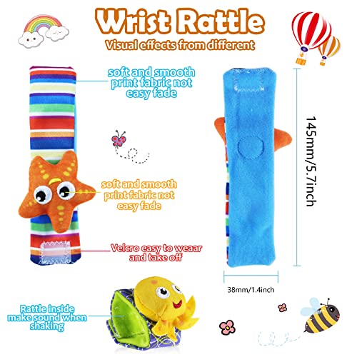 Wrist Rattles Foot Finder Rattle Sock Toy For Baby Toddler, Baby Rattle Toys 0-6 Months, Baby Essentials 3-6 Months, Baby Rattles Present Gift For 0-3, 3-6, 6-12 Months(Marine Life） #TOP3