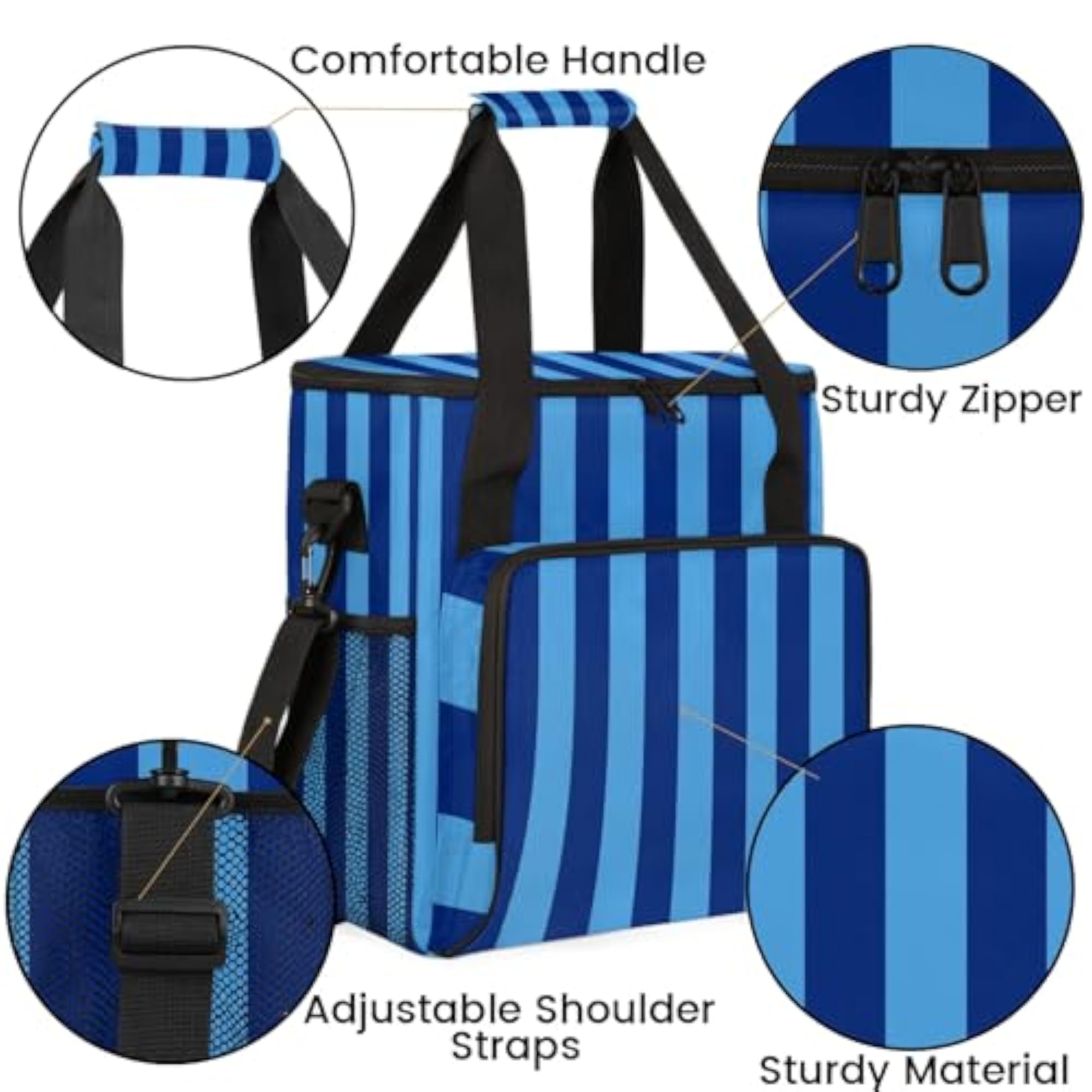 Dark Blue Stripes Travel Coffee Maker Carrying Bag, Large Organizer