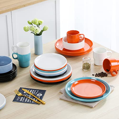 Lovecasa White Plates Set Of 6, 10.5 Inch Dish Set Ceramic Dinner Plates With Lipped Edges, Scratch Resistant Salad Plates Porcelain Serving Dishes, Microwave And Dishwasher Safe #TOP7