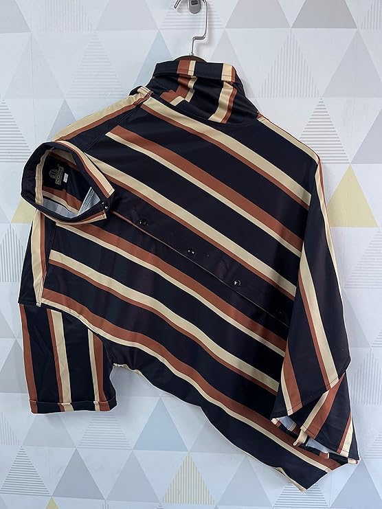 Image of Men's Striped Slim Fit Half Sleeves Stratchable Printed Shirt