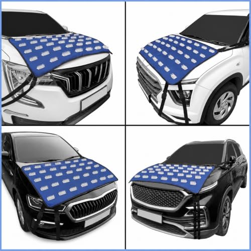 Image of Axmon Magnetic Car Bonnet Cover with Anti-Theft Spikes | Waterproof Universal Protector from Dogs,Monkeys, Dust and UV Rays | Blue