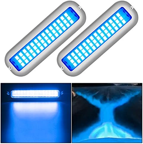 Sunhe Marine LED Boat Lights, 42 LED Underwater Boat Light, Interior Deck Courtesy Light, IP68 Waterproof, 316 Stainless Steel, 10-36V for Yacht, Pontoon, Fishing Boat, Kayak, Sailboat, Pool (Blue)