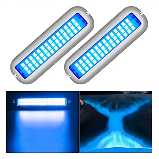 Sunhe Marine LED Boat Lights, 42 LED Underwater Boat Light, Interior Deck Courtesy Light, IP68 Waterproof, 316 Stainless Steel, 10-36V for Yacht, Pontoon, Fishing Boat, Kayak, Sailboat, Pool (Blue)