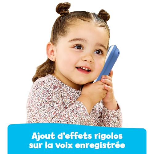 VTech - Allô Bébé Messages Magiques Bleu, Premier Téléphone Interactif, Parlant et Musical avec Enregistreur Vocal, Changeur de Voix et Effets Lumineux, Cadeau Bébé Dès 9 Mois - Contenu en Français