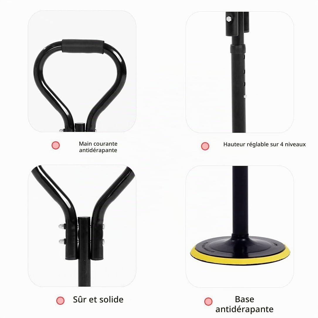 Aide à la Levée Réglable en Hauteur (58–65 cm) avec une Capacité de Charge de jusqu‘à 150 kg – Assiste les Personnes Âgées et à Mobilité Réduite pour se Lever, Marcher en Sécurité et dans les Travaux