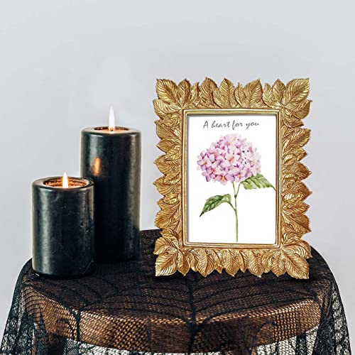 Image of Art Street Table Photo Frame Gold Leaf Design Photoframe Tabletop Picture Frame for Table, Desk, Birthday, Wedding, Return Gift (4 x 6 Inch)