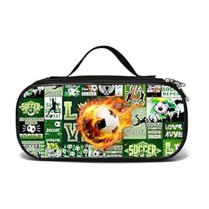 Soccer Ball Pencil Case for Boys Girls, Sport Pencil Box for Kids Soccer Pen Bag, Large Football Pencil Pouch with Zipper Compartments for Office School