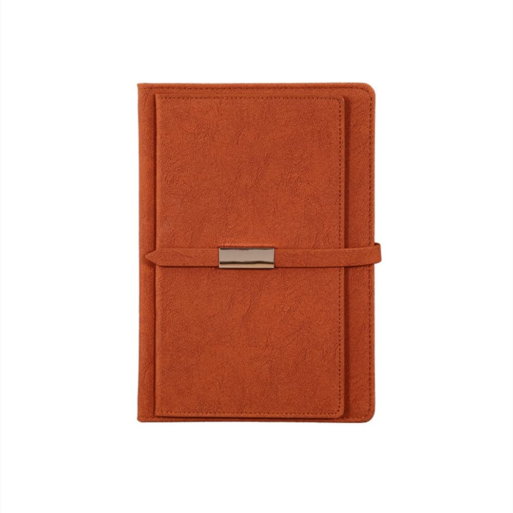 Carnets de notes à couverture rigide, Organisateur A5 Portable Business Buckle Conference Notebook Business Zippé(Brown)