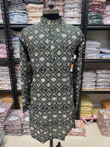 Image of FOXDX Men's Traditional Cotton Floral Printed Only Kurta