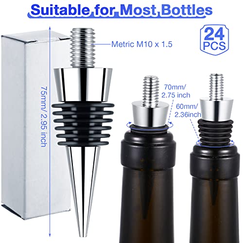 24 Pieces Classic Bottle Stopper Zinc Alloy Wine Bottle Stopper Kits Rubber Wine Stoppers Kits Ring Wine Topper Reusable Wine Corks Bottle Stopper Inserts Set For Wedding Party Bar Turning Diy Craft #TOP1