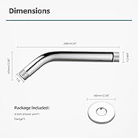 Vista 5 de Cobbe Brazo de ducha con brida y cinta de teflón, brazo de ducha montado en la pared de 8 pulgadas, extensión de acero inoxidable 304 para cabezal