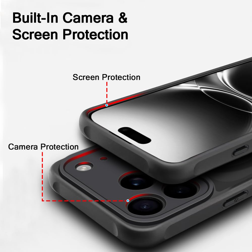 TheGiftKart for iPhone 17 Pro Max Case, Matte Frosted Hard Back Cover Compatible with MagSafe, Hybrid Shockproof iPhone 17 Pro Max Cover with Camera & Screen Protection (PC & TPU, Translucent Black) — Amazon image 5