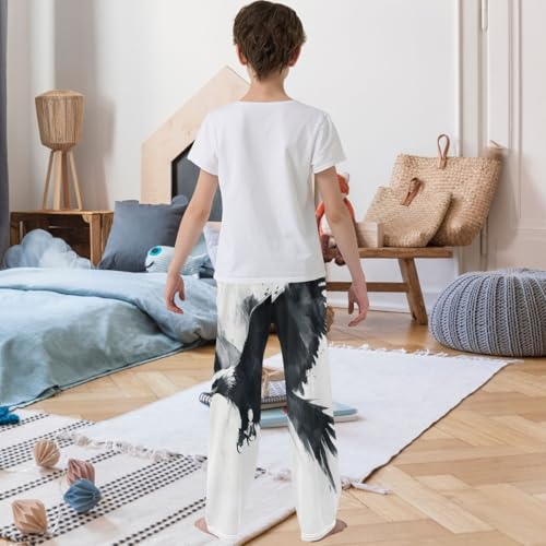 Boy's Pants Eagle Black Jogger Pants Elastic Waist Long Bottoms Trousers with Pockets 6-14 Years3