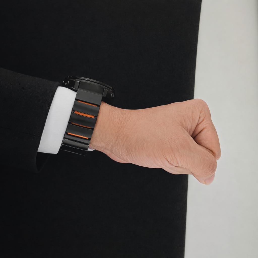 YOOSIDE Bracelet de montre léger en silicone titane 22 mm pour Garmin Fenix 8/epix Pro 47 mm, bracelet double couche avec fermoir à rabat pour Approach S70 47 mm/Fenix 7/6/5
