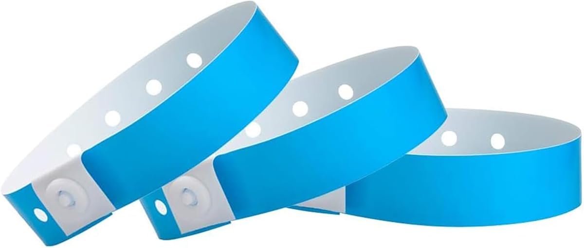 500 WristCo Neon Blue Plastic Wristbands for Events | Extended Wear, Security Snap Prevents Reuse – USA Made Bracelet for Hospital & Medical ID, Party & VIP Identification