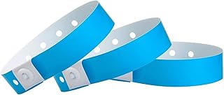 500 WristCo Neon Blue Plastic Wristbands for Events – Extended Wear, Secure Snap Prevents Reuse – Premium-Grade Bracelets for Hospital & Medical ID, Party & VIP Identification