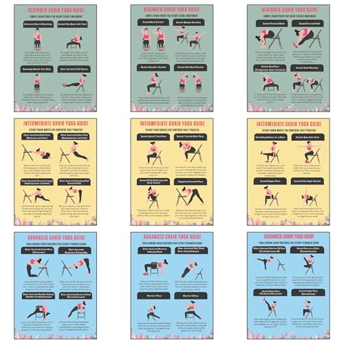 Tableau de yoga sur chaise pour seniors et débutants : programme à 3 niveaux