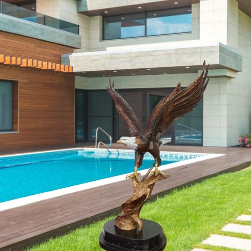 Estatua de águila calva de bronce de 27.5 pulg con base de mármol miniatura 6