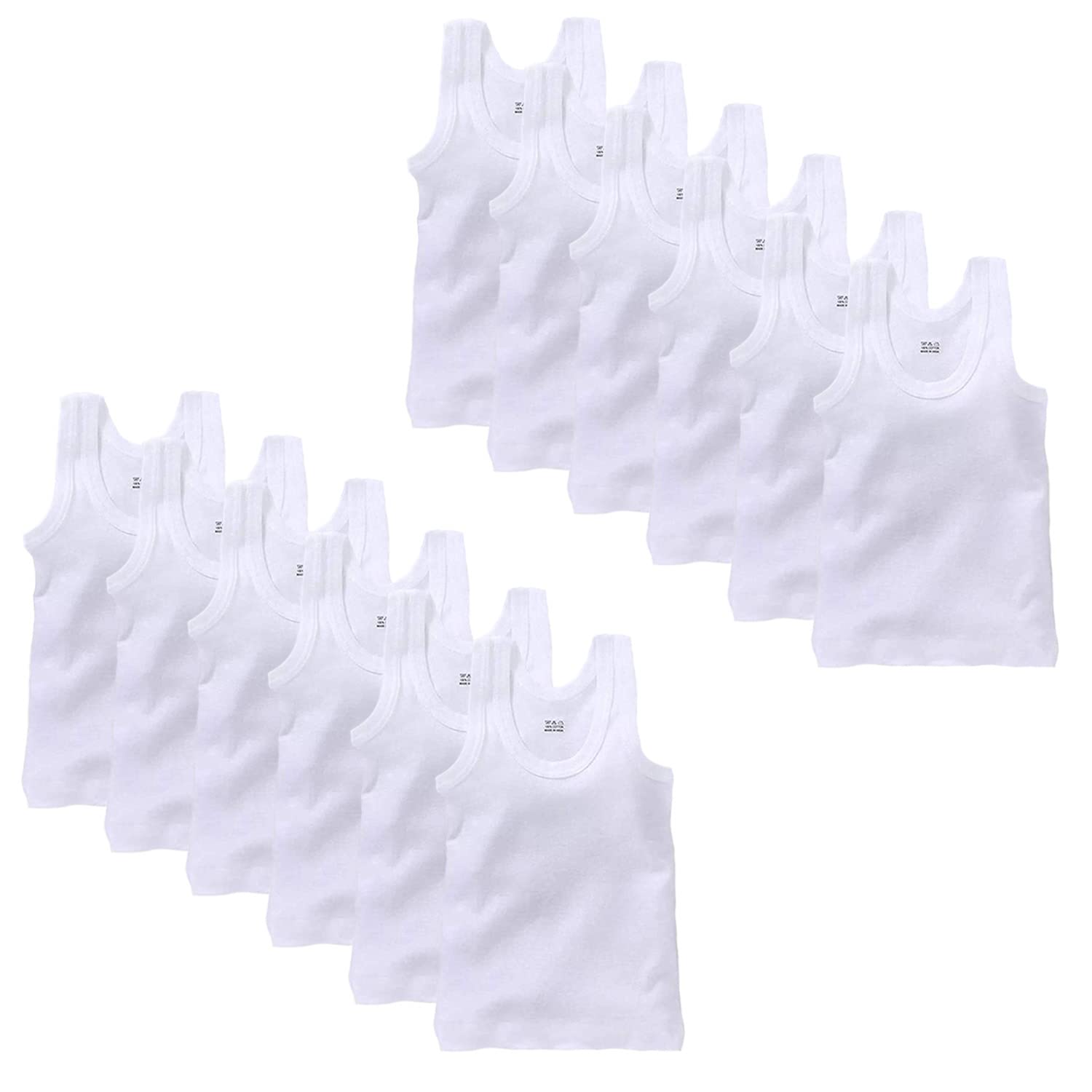 Zero Size Vest (Pack of 12) New Born Infant Baby Kids Inner Wear Baniyan Unisex Cotton Baby Sando Vest 100% Cotton Housiry || (White)-image-40