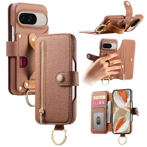 Étui Google Pixel 10 Pro XL marron avec protection RFID et porte-carte