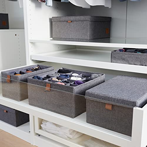 LOVE IT STORE IT Premium Drawer Organiser, 2 Pieces, Fabric Wardrobe Organiser, Set including 16 Compartments, Grey, 30 x 30 x 15 cm - Image 4