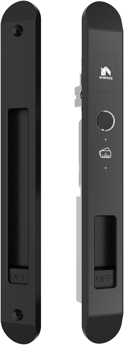 Serrure Connectée WINFREE HC-02Y Pour Porte Coulissante – Contrôle Par App Tuya, Wi-Fi/Bluetooth, Argent.