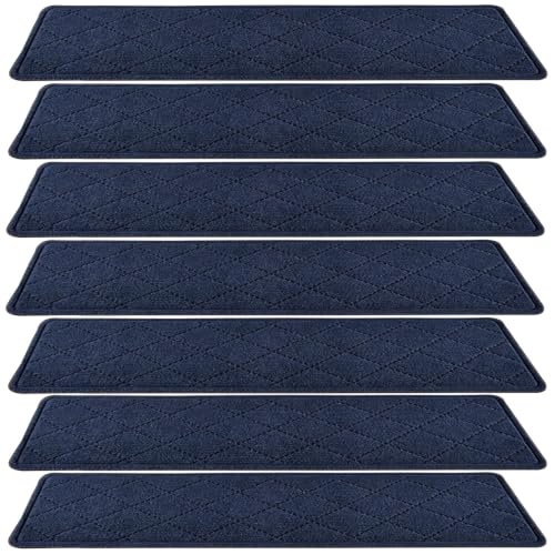 seokor Tappetini per Gradini Interne, 12/15 Pezzi Morbidi Antiscivolo Tappetini per Scale 76x20cm Adesivo Legno Casa Condominio Tapis Escalier pour Anziani e Animali Lavabili(Color6,76x20cm(7pcs))
