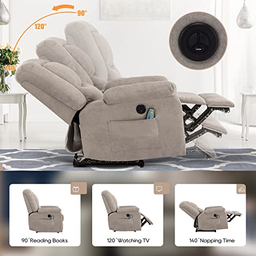 Consofa Electric Power Recliner Chair With Massage And Heat, Electric Recliner Chairs For Seniors, Massage Recliner Chairs With Usb Charge Ports, 2 Side Pockets, Microfiber Fabirc (Camel) #TOP2
