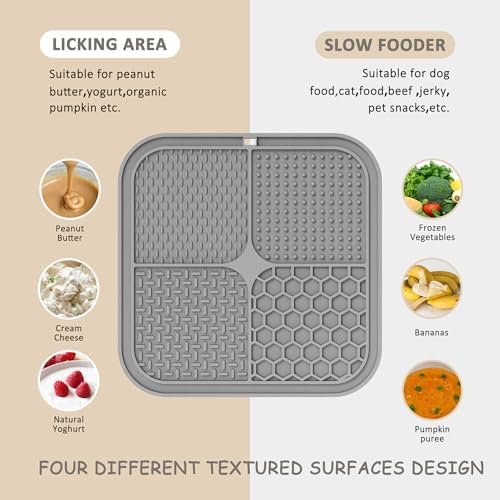 ChefAide 2 Pack Lick Mat for Dogs,Cats,Upgraded 8.5Γ8.5 inches Licking Mats with Suction Cups,Slow Feeder Licking Pad for Anxiety Relief and Boredom Reducer,Suitable for Dog Training Set 2 - 2