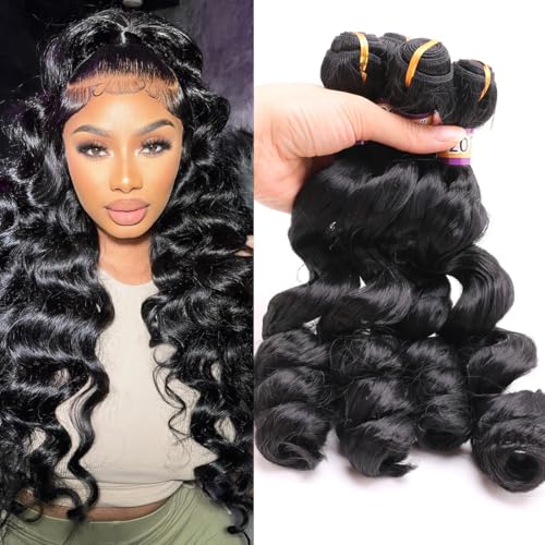 ZHENLISI 4 Bundles Loose Wave Quick Weave Hair...