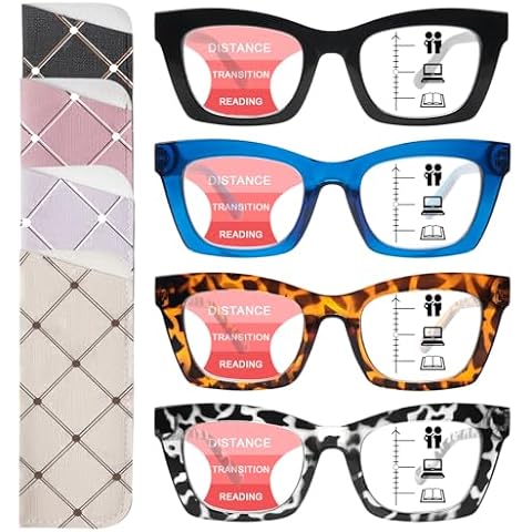 SIGVAN Progressive Multifocus Reading Glasses for Women Men Blue Light Blocking Spring Hinge Computer Multifocal Readers (4 Mix-1, 1.25) Cover