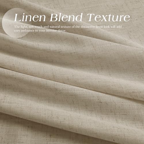 Image of Eggshell Beige Linen Curtains 84 Inches Long for Living Room Grommet Luxury Light Filtering Semi Sheer Curtain Modern Farmhouse Decor Elegant Coastal Sheer Drapes for Bedroom Office 52x84, 2 Panel
