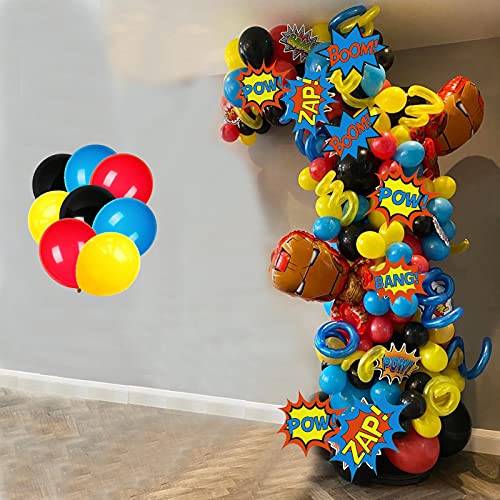 145 pcs Iron Balloons Arch Garland Party Decoration Balloon Blue Yellow Black Red Balloon Super Hero Party Supplies for Iron Favor Theme Birthday Party Decorations